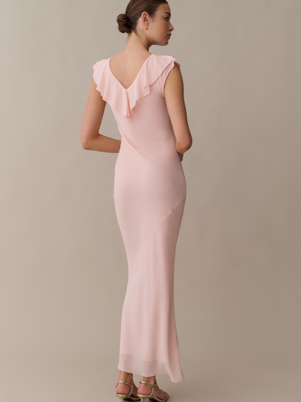 Few Moda o.p.t. Shelley Soft Peach Ruffle-Neck Sheath Dress - Picture 3 of 8